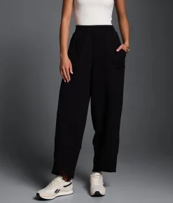 Bottoms | Buckle Black Ribbed Barrel Pant Black
