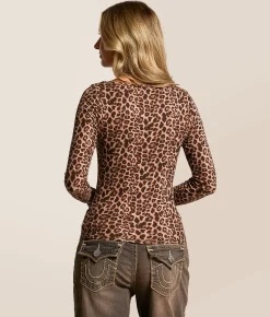 Tops | Willow & Root Ribbed Cheetah Top Brown