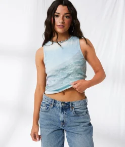 33 Coastal Ribbed Coastal Belt Tank Top Multi