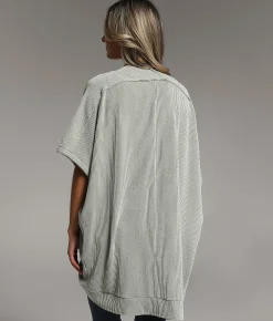 BKE Ribbed Cocoon Cardigan Seagrass Best