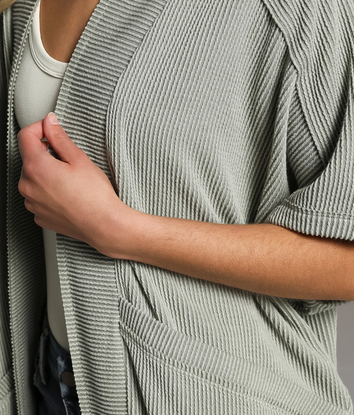 BKE Ribbed Cocoon Cardigan Seagrass Best
