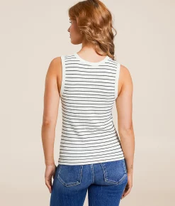 Tops | BKE core Ribbed Contour Tank Top Red White