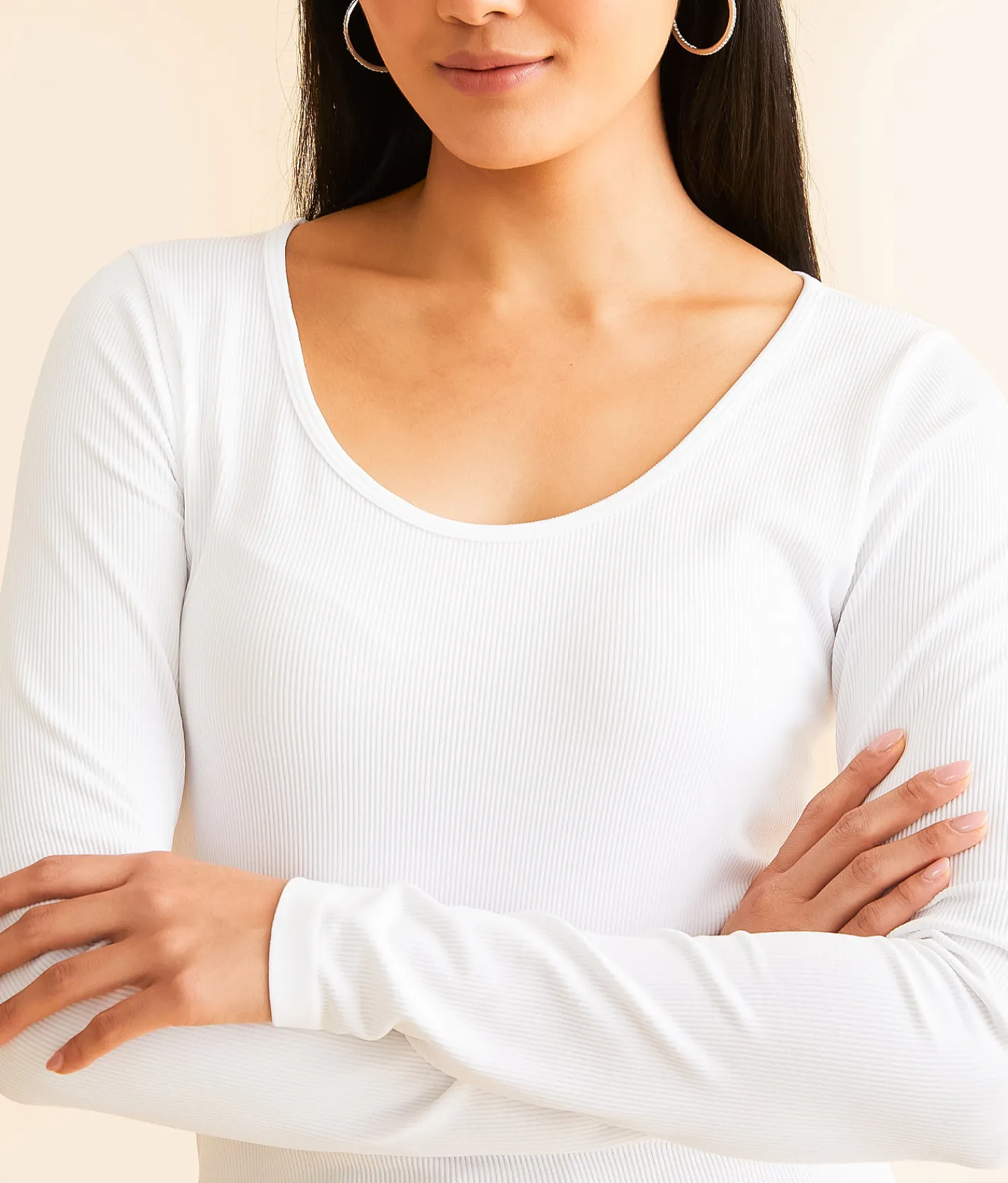 BKE core Ribbed Contour Top White New