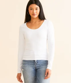 BKE core Ribbed Contour Top White New