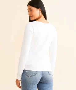 BKE core Ribbed Contour Top White New