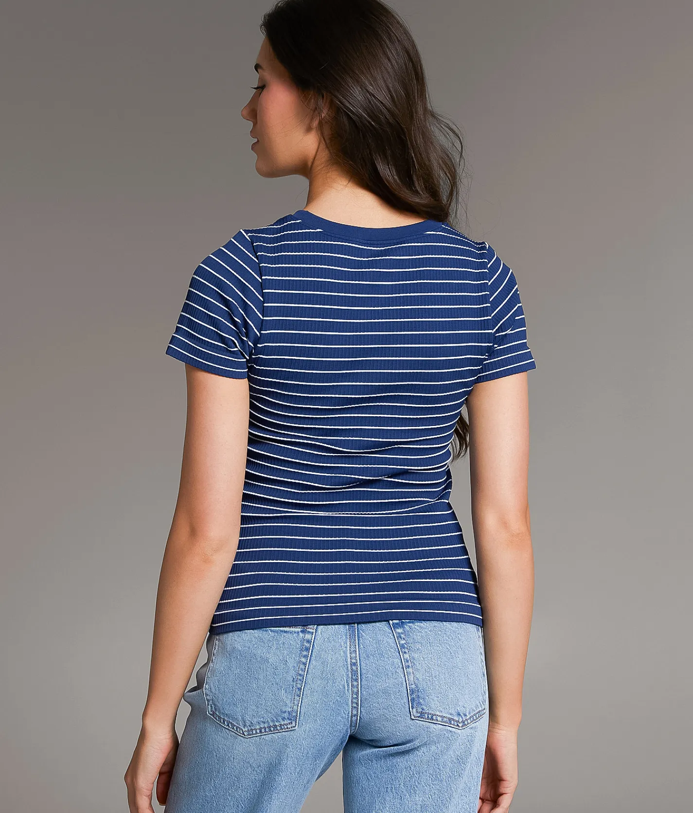 BKE core Ribbed Contour T-Shirt Navy White Best