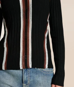 Tops | Miss Me Ribbed Eyelet Top Black