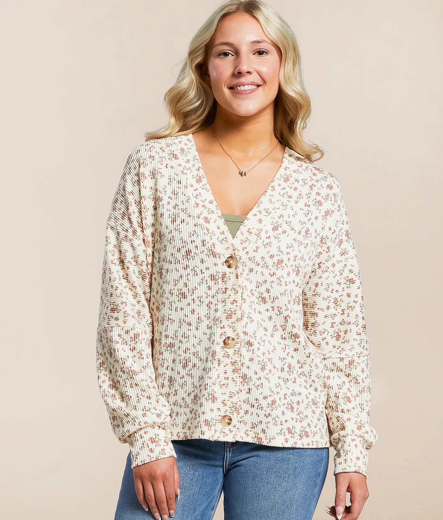 Tops | Daytrip Ribbed Floral Cardigan Assorted Floral