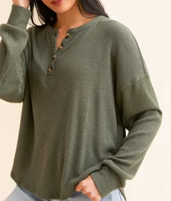 BKE Ribbed Henley Cordovan Best