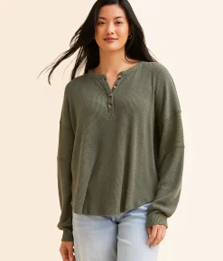 BKE Ribbed Henley Cordovan Best