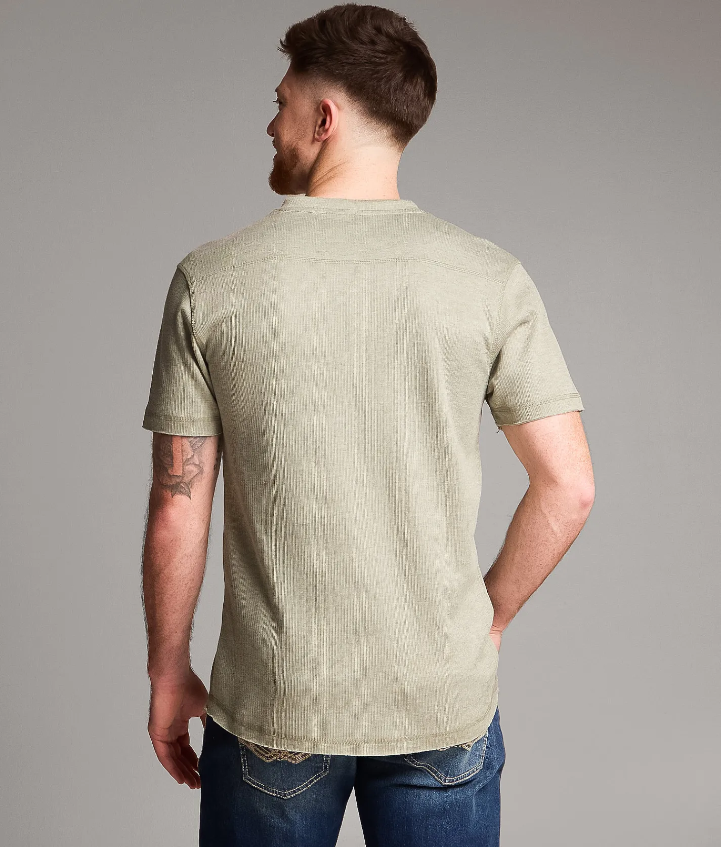 Tops | BKE Ribbed Henley Green