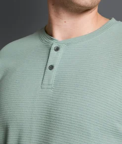 Tops | Outpost Makers Ribbed Henley Silver Blue