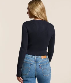 Tops | The Workshop Ribbed Knit Cropped Top Navy