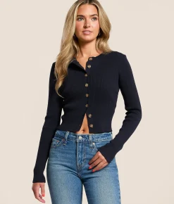 Tops | The Workshop Ribbed Knit Cropped Top Navy