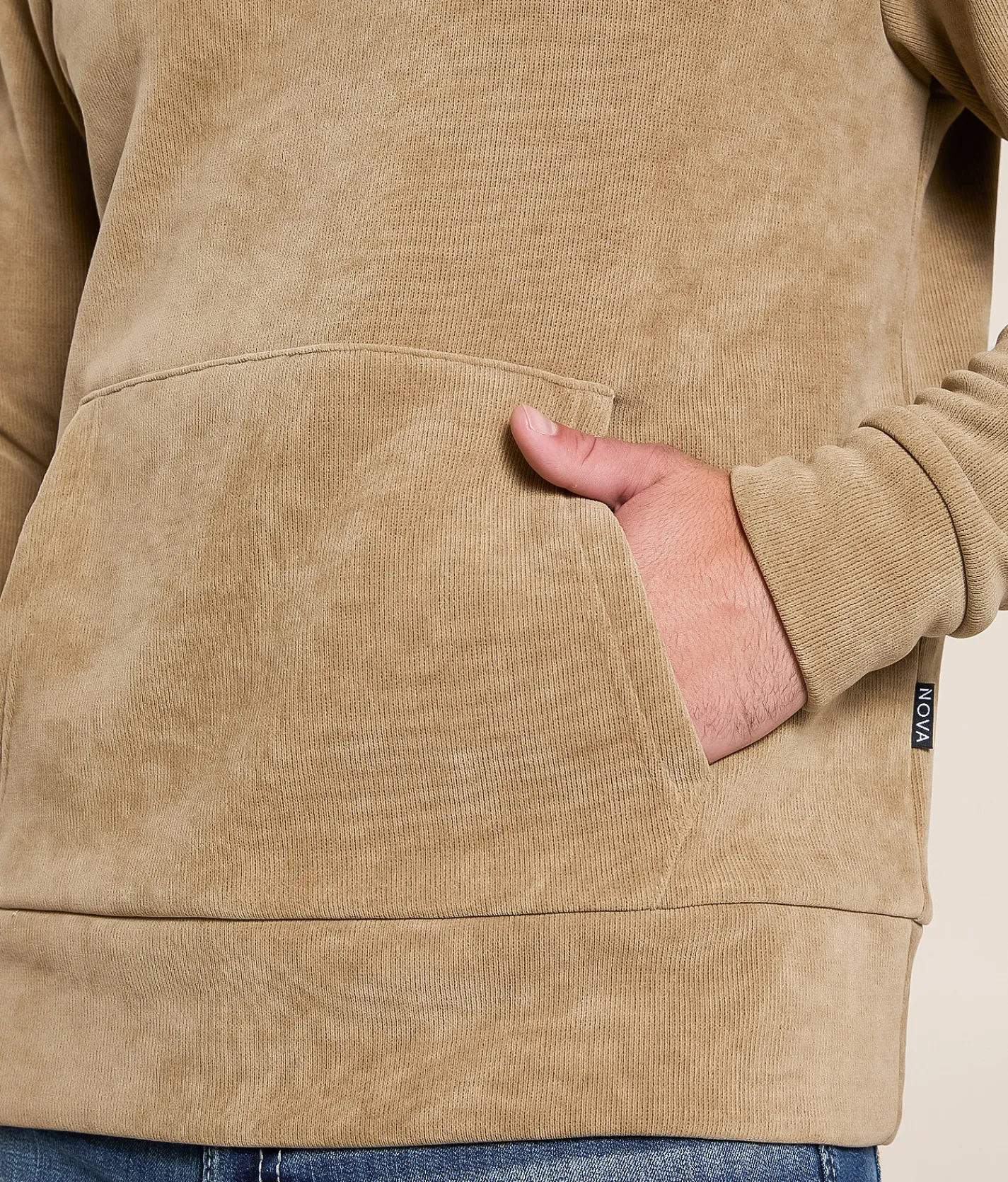 Tops | Nova Industries Ribbed Knit Hooded Sweatshirt Brown