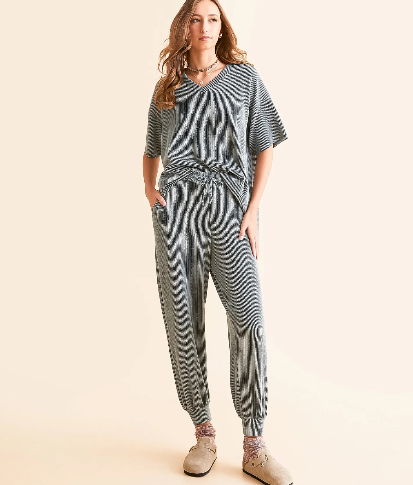 Bottoms | BKE Ribbed Knit Jogger Balsam Green