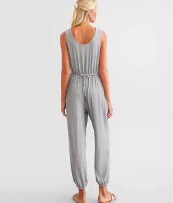 BKE Ribbed Knit Jumpsuit Grey New