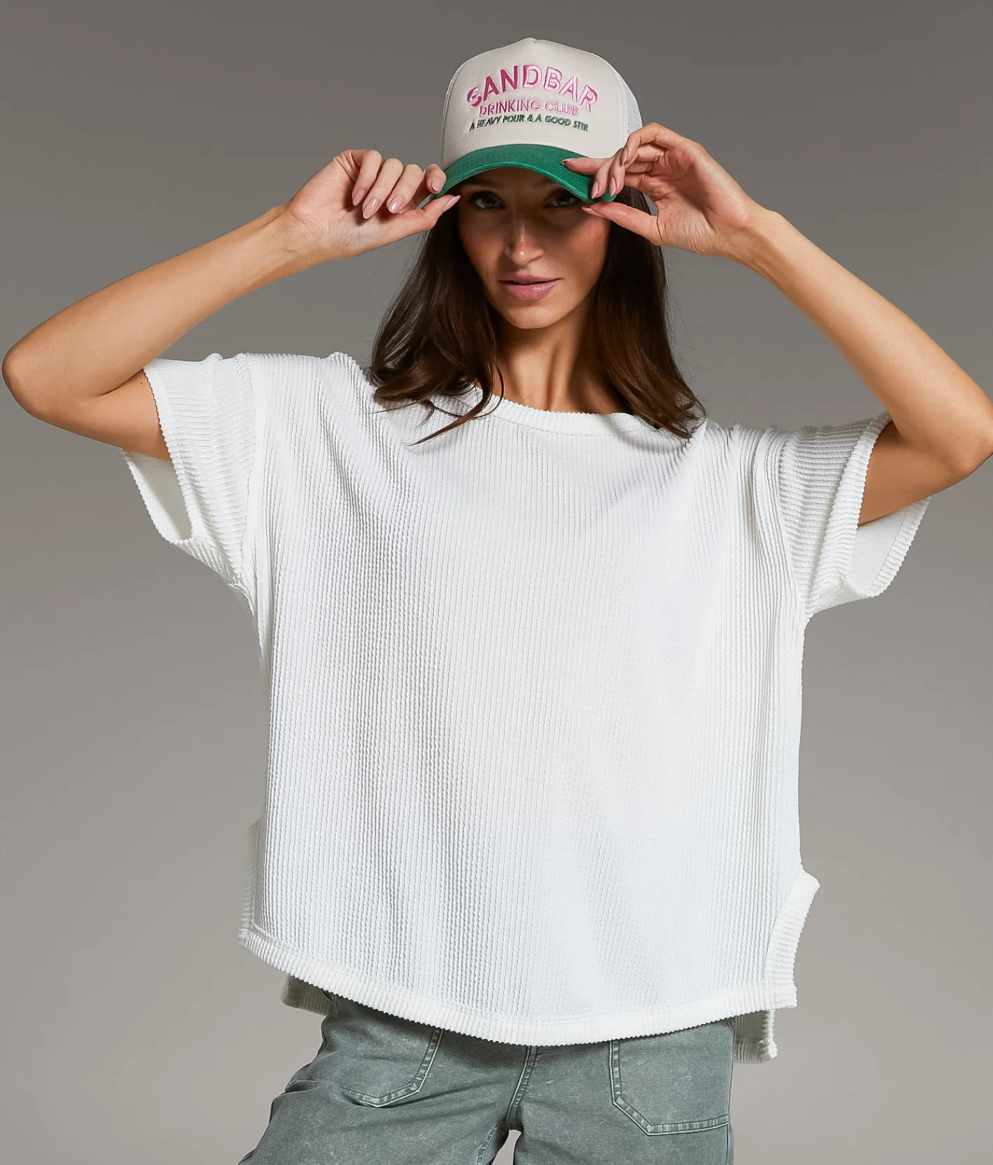 BKE Ribbed Knit Top Seagrass New