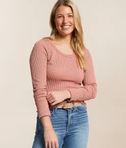 BKE Ribbed Knit Top Chestnut Outlet