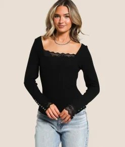 Tops | Willow & Root Ribbed Lace Top Ballerina Pink