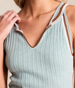 Tops | Miss Me Ribbed Pointelle Sweater Tank Top Sky Blue