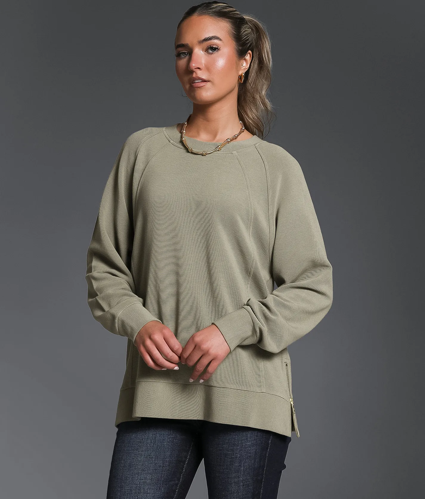 Tops | Buckle Black Ribbed Pullover Vetiver