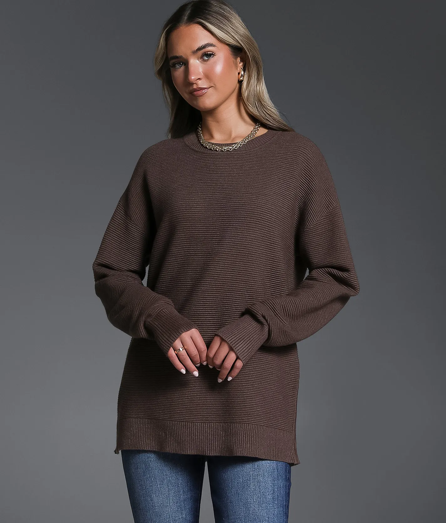 Buckle Black Ribbed Pullover French Roast New