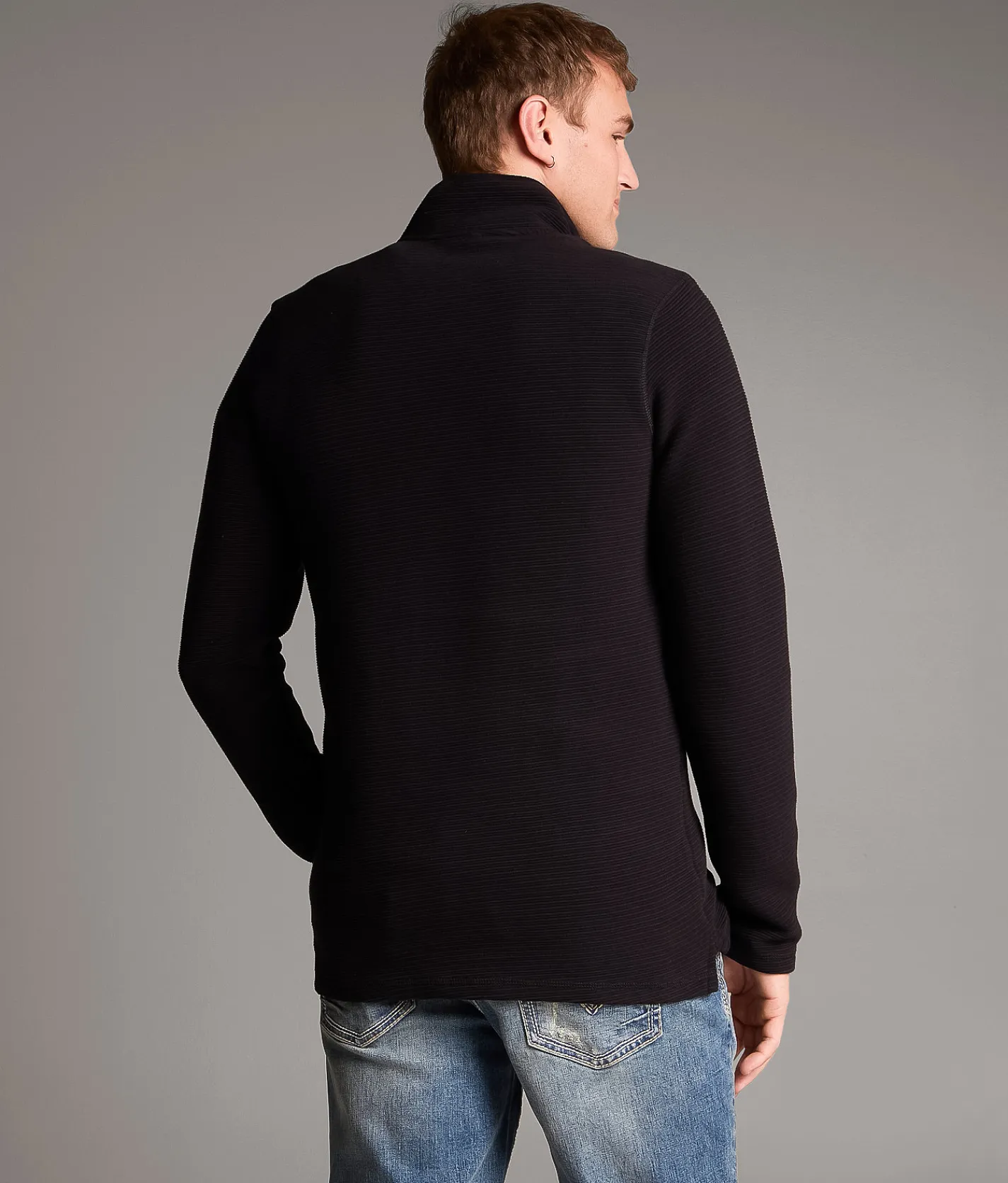 BKE Ribbed Quarter Zip Pullover Black Online