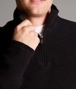 BKE Ribbed Quarter Zip Pullover Black Online