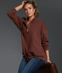 Tops | Buckle Black Ribbed Quarter Zip Pullover Andorra