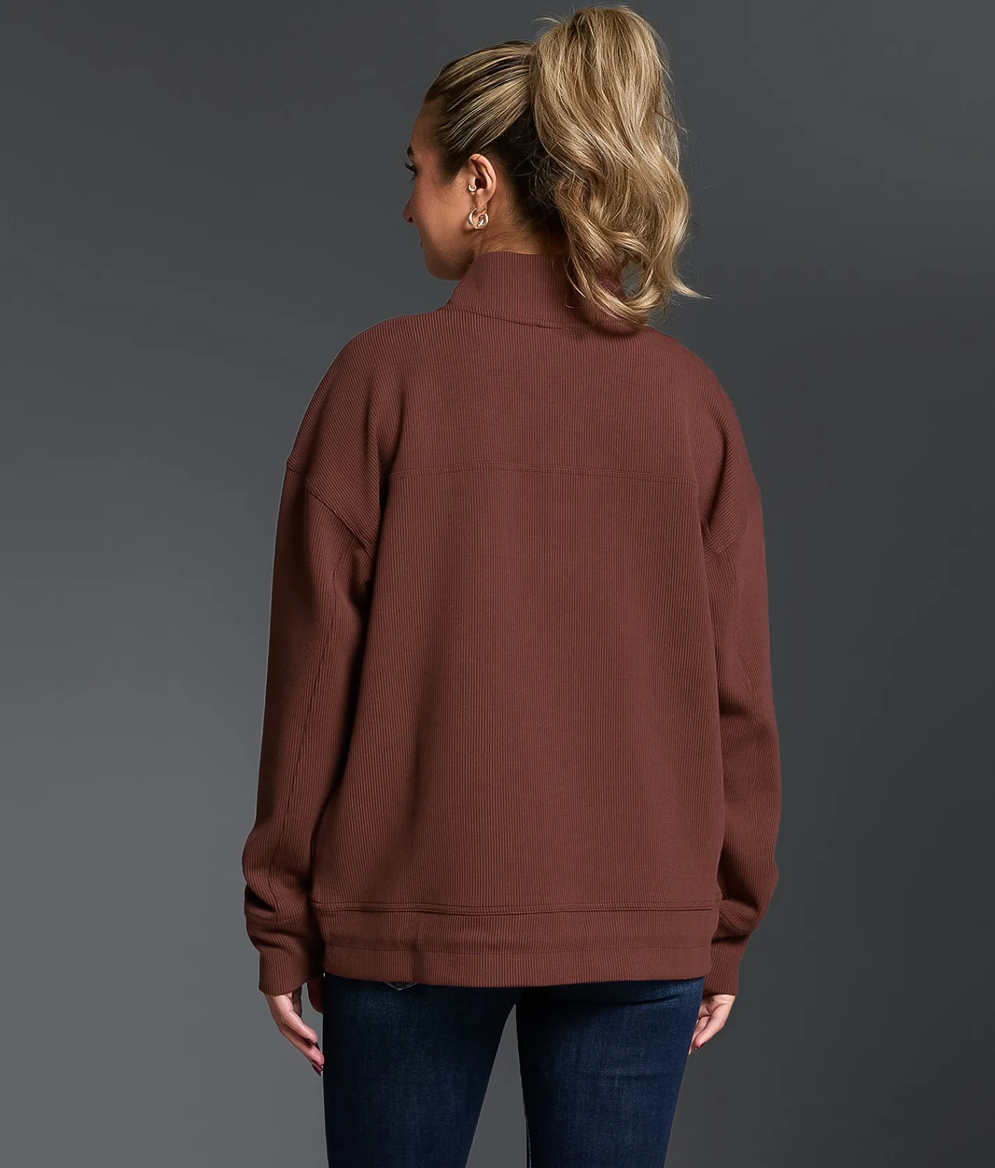 Tops | Buckle Black Ribbed Quarter Zip Pullover Andorra