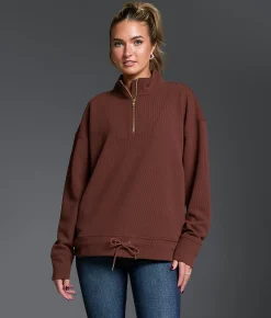 Tops | Buckle Black Ribbed Quarter Zip Pullover Andorra