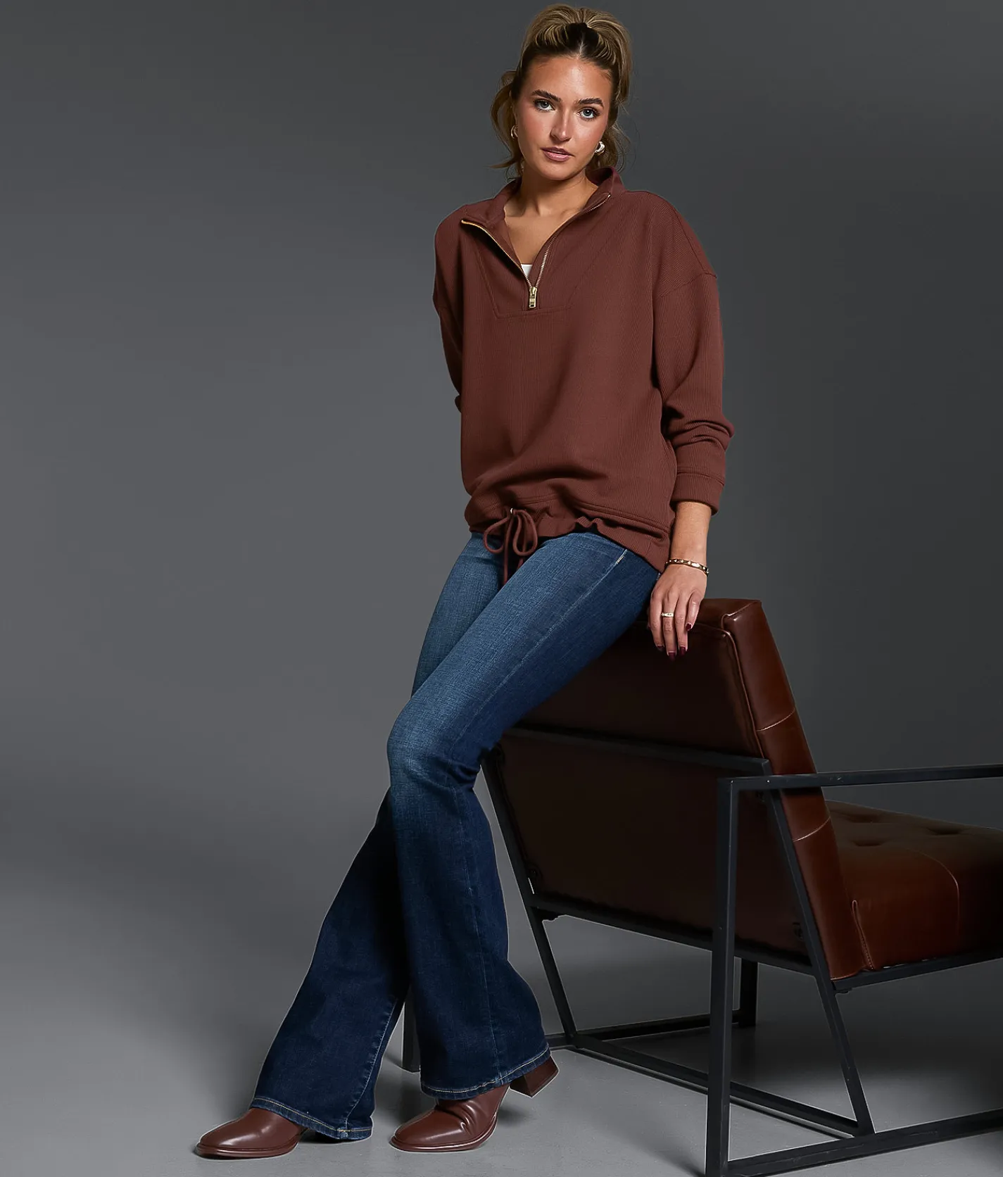 Tops | Buckle Black Ribbed Quarter Zip Pullover Andorra