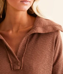BKE Ribbed Slub Knit Pullover Root Beer Online