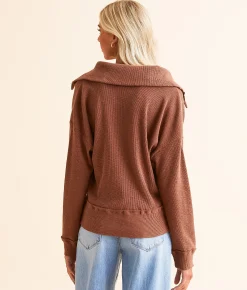 BKE Ribbed Slub Knit Pullover Root Beer Online