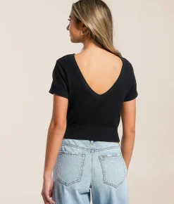 Tops | Freshwear Ribbed Stretch Top Black