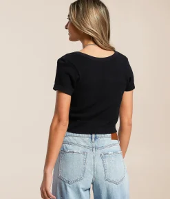 Tops | Freshwear Ribbed Stretch Top Black