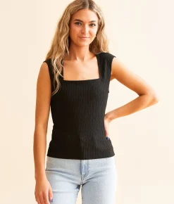 Tops | BKE core Ribbed Tank Top Black
