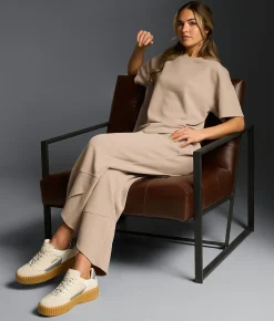 Buckle Black Ribbed Top Taupe Clearance