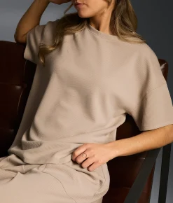 Buckle Black Ribbed Top Taupe Clearance