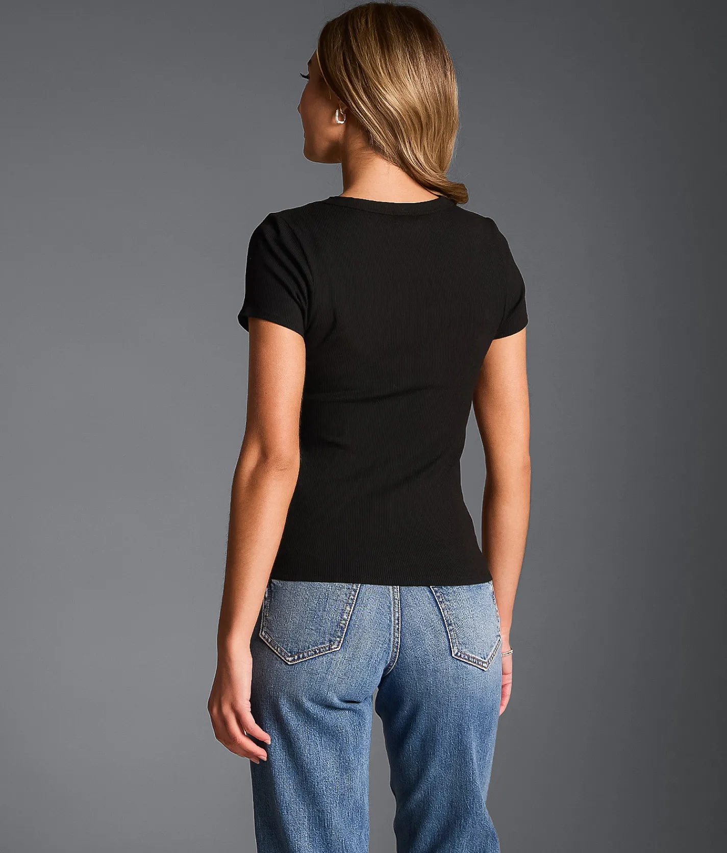 Tops | Buckle Black Ribbed T-Shirt White