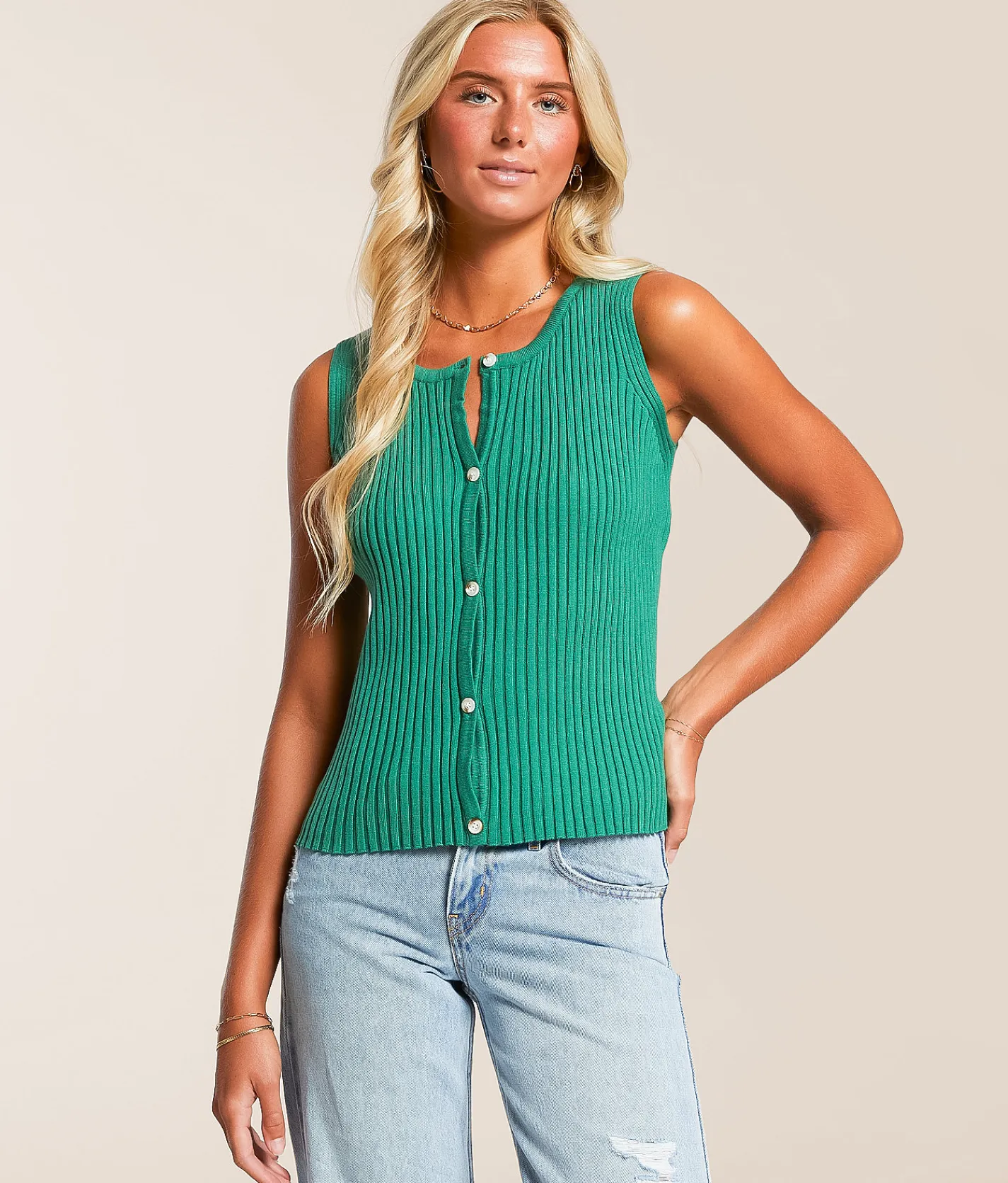 Tops | Willow & Root Ribbed 2-Way Sweater Vest Fir