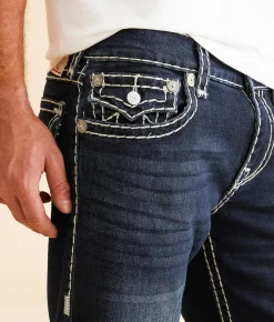 True Religion Ricky Relaxed Straight Stretch Jean Chicory Dark Wash Hot