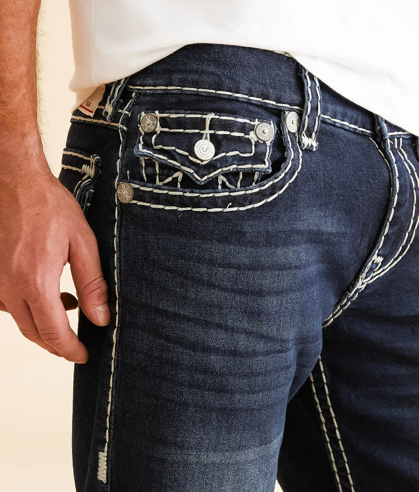 True Religion Ricky Relaxed Straight Stretch Jean Chicory Dark Wash Hot