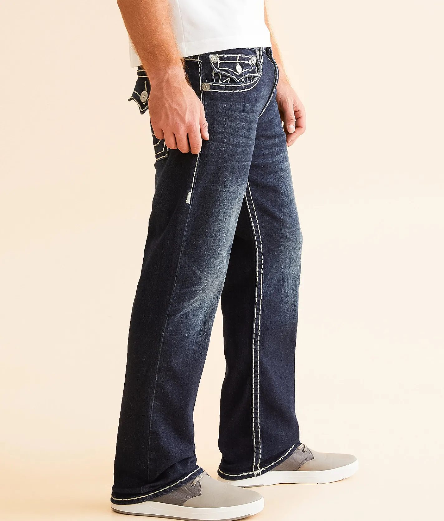True Religion Ricky Relaxed Straight Stretch Jean Chicory Dark Wash Hot