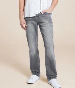 True Religion Ricky Relaxed Straight Stretch Jean Chalk Grey Wash Clearance