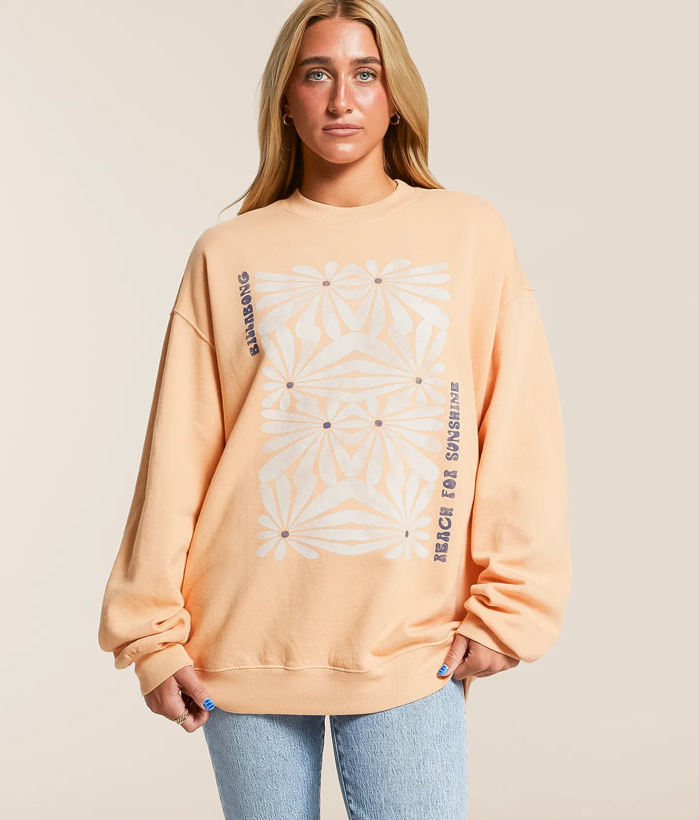 Tops | Billabong Ride In Floral Oversized Pullover Sunstone