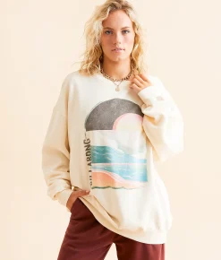 Billabong Ride In Oversized Pullover Whitecap New