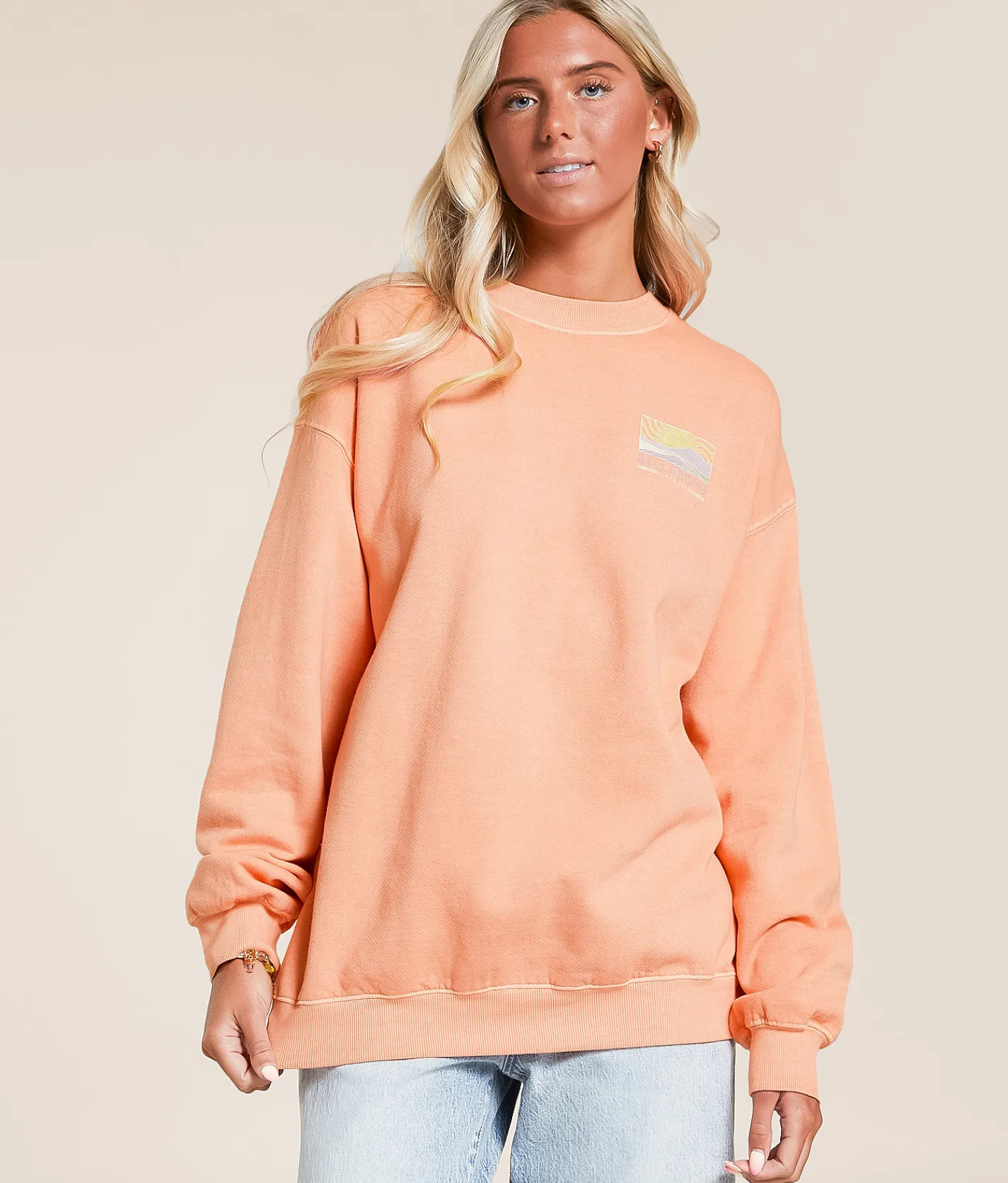 Billabong Ride In Oversized Pullover Peach Out Outlet