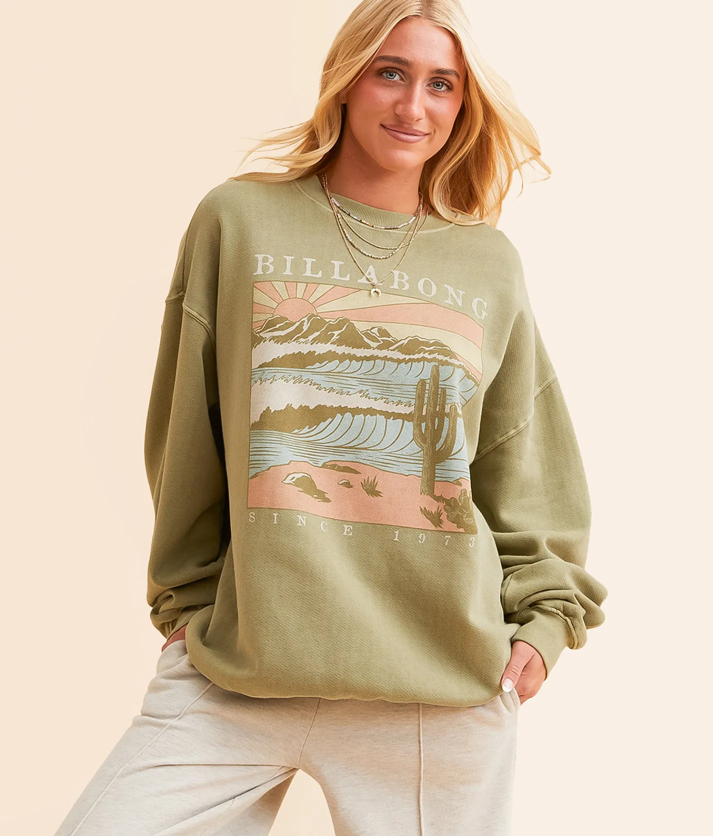Billabong Ride In Oversized Pullover Avocado Online